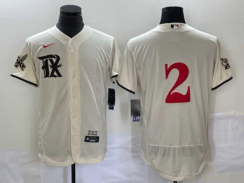 Men%27s Texas Rangers #2 Marcus Semien Cream 2023 City Connect Flex Base Stitched Jersey